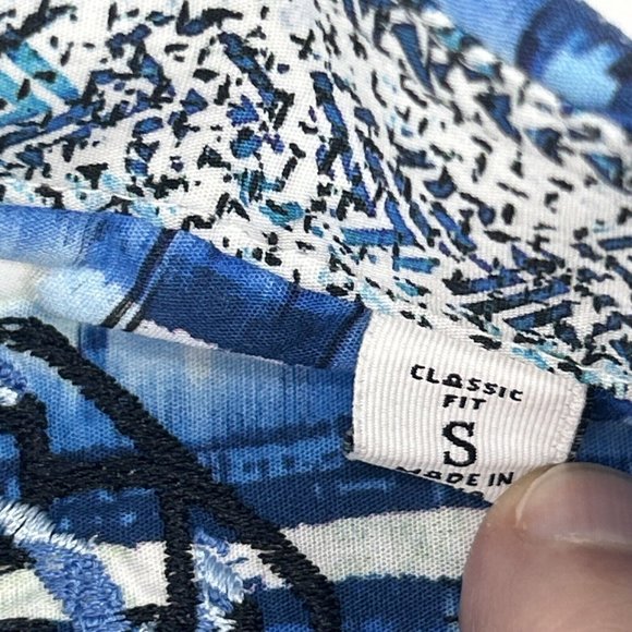 Robert Graham Shirt Men S Blue White Geometric Long Sleeve Button Up Flip Cuff - Picture 5 of 12